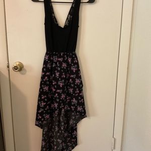 Black Floral High-Low Dress